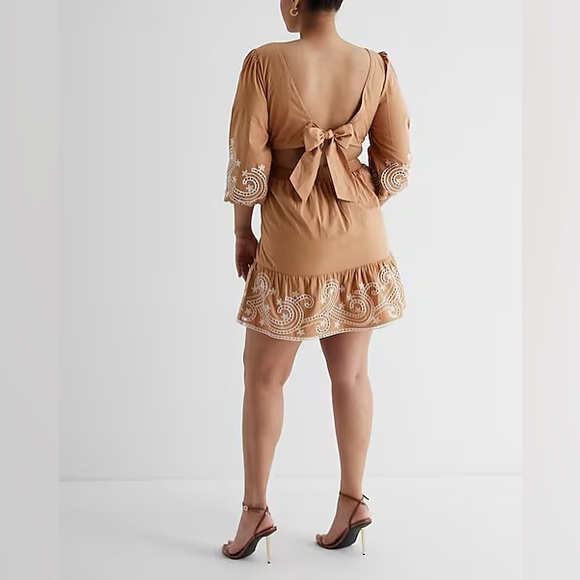 Express Embroidered Eyelet V-Neck Tie Back
Poplin Mini Dress - Picture 2 of 8
